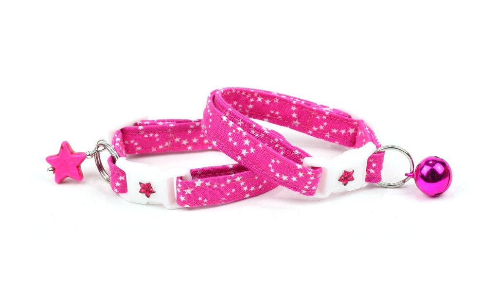 White Stars on Pink Cat Collar