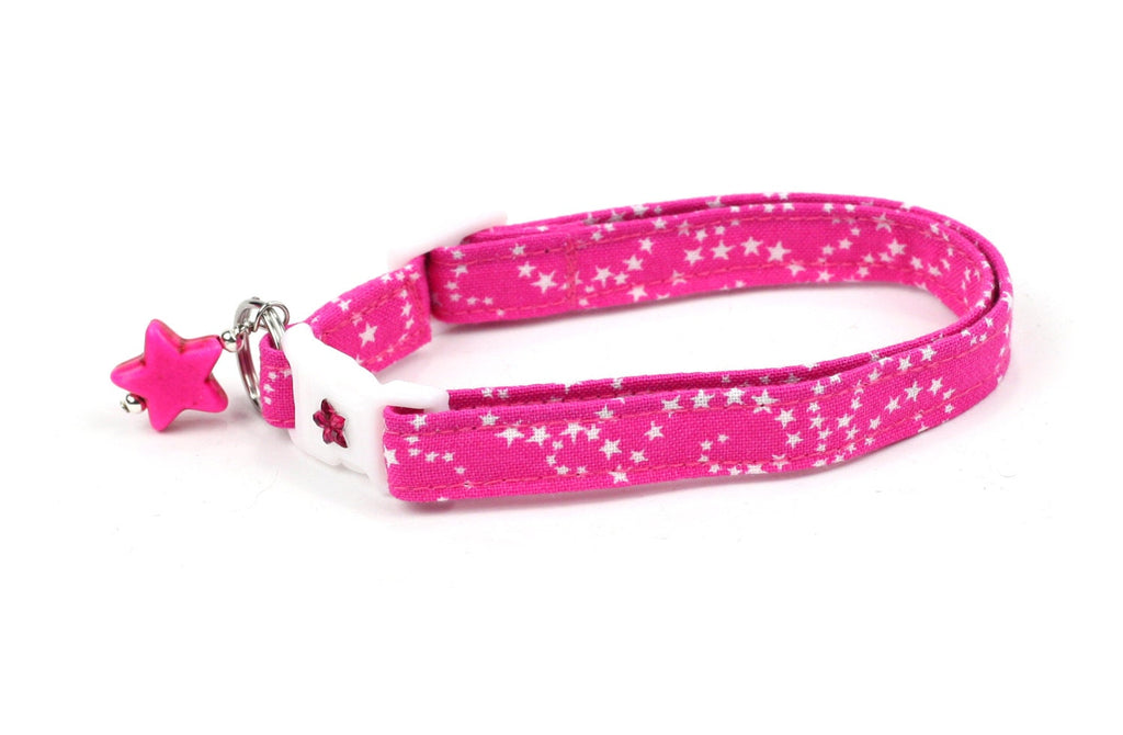 White Stars on Pink Cat Collar
