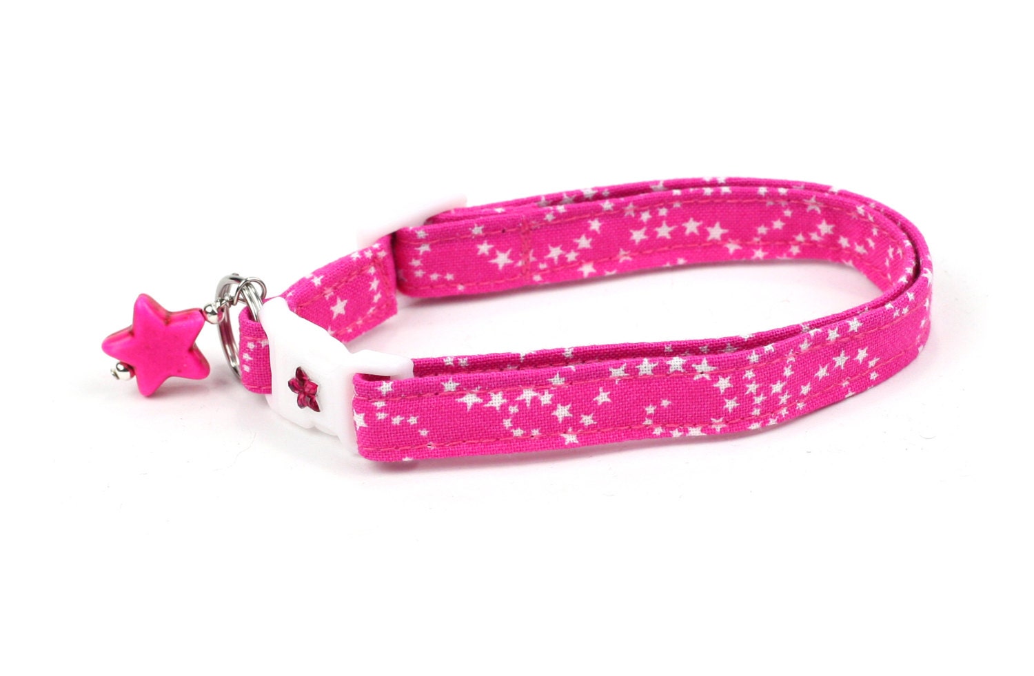 White Stars on Pink Cat Collar