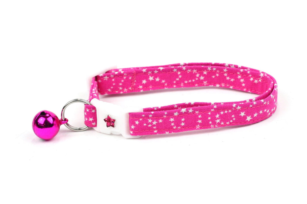 White Stars on Pink Cat Collar