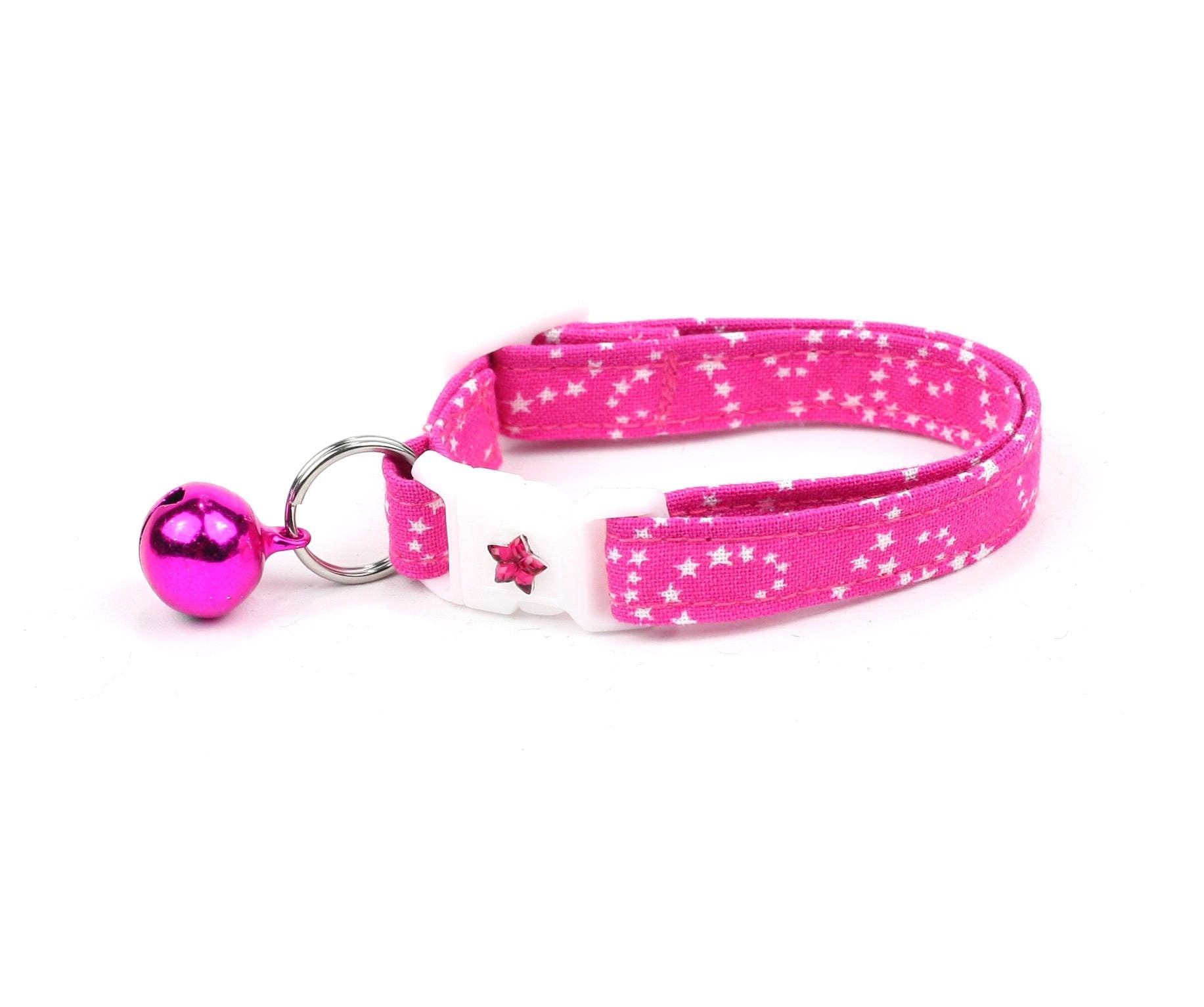 White Stars on Pink Cat Collar